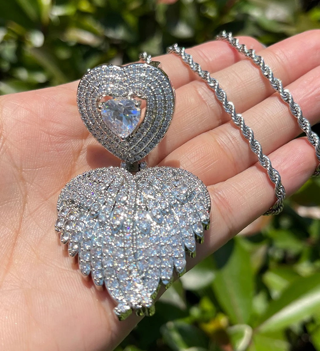 Bling "Feathered Heart" Pendant