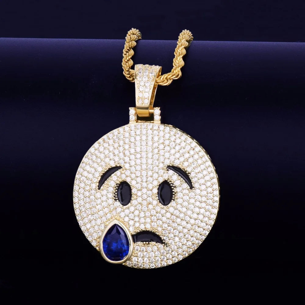 Bling "Crying Emoji" Pendant