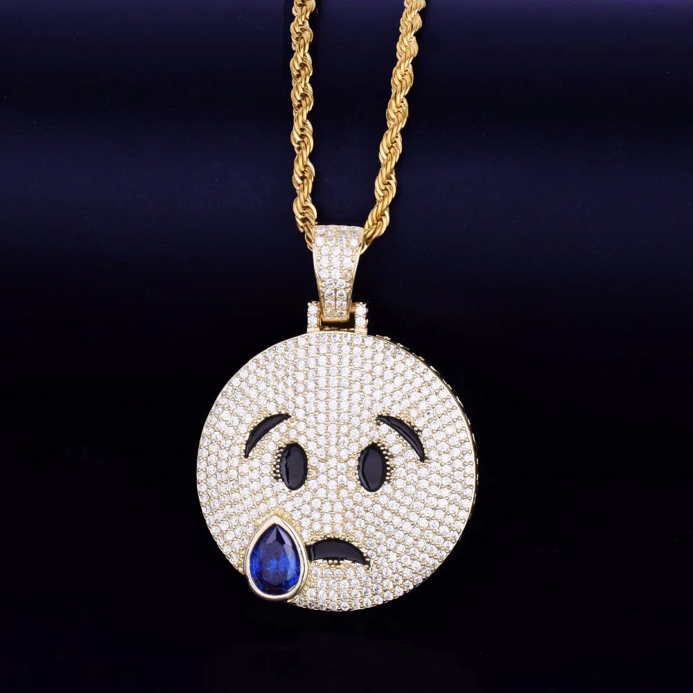 Bling "Crying Emoji" Pendant