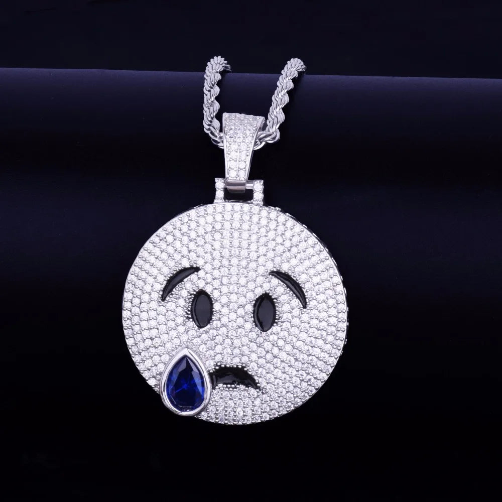 Bling "Crying Emoji" Pendant