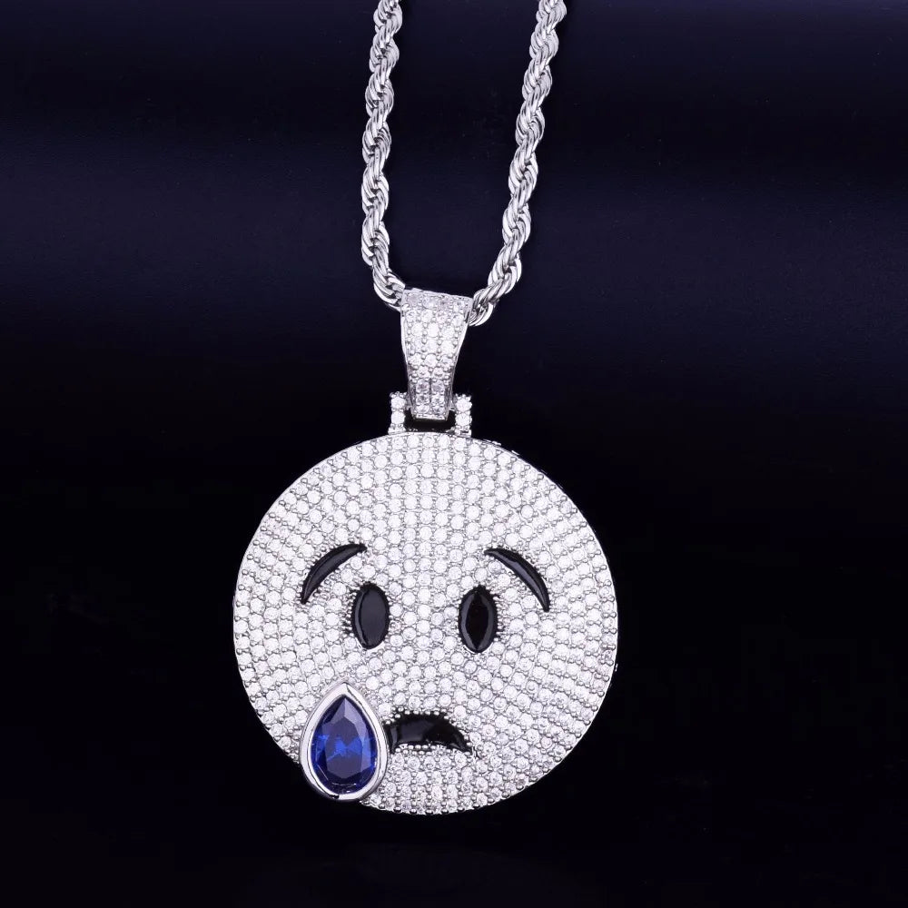 Bling "Crying Emoji" Pendant