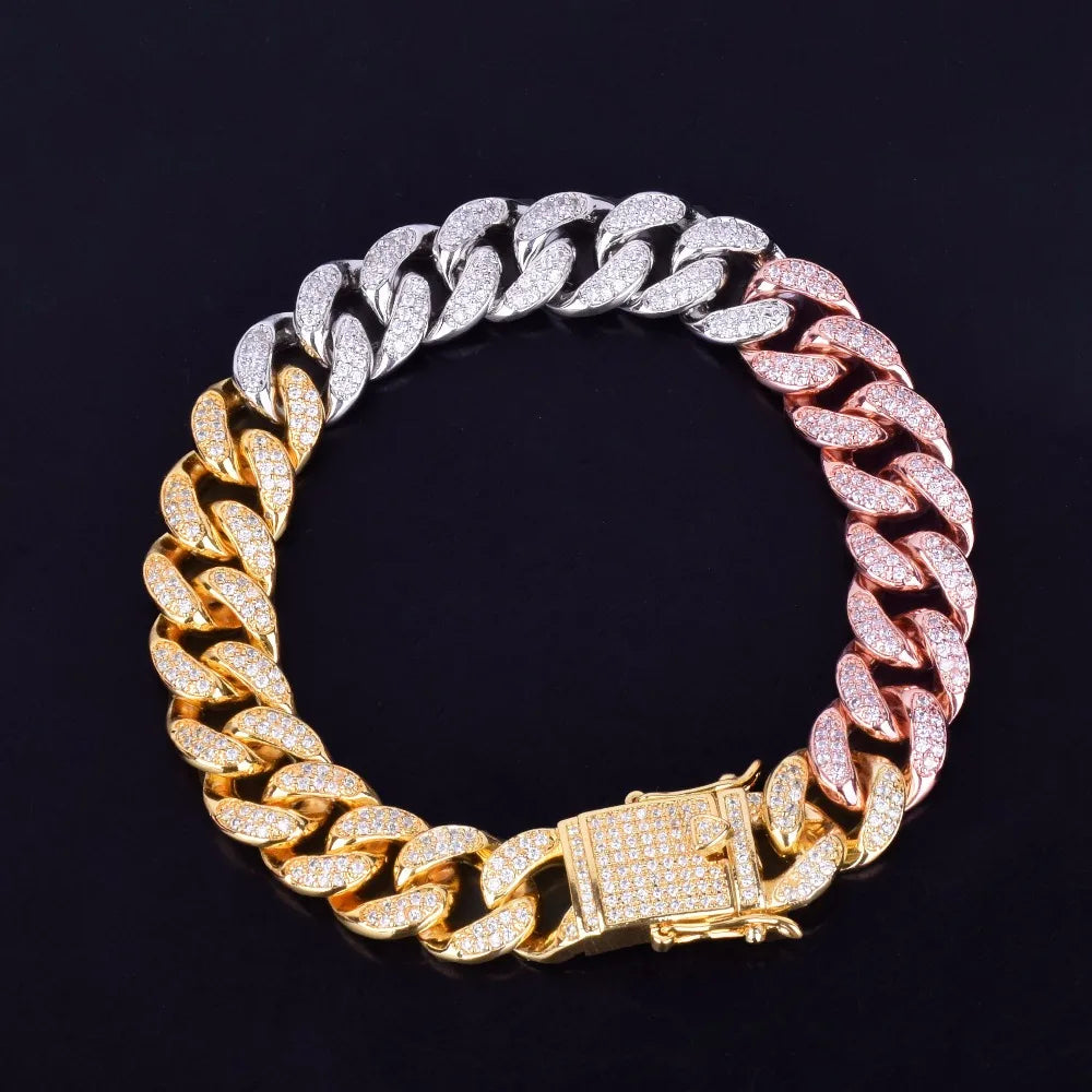 Bling "Tri-Tone" Cuban Bracelet