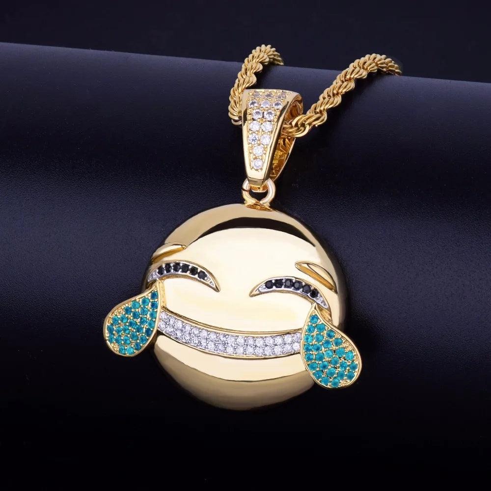Bling "Laughing Emoji" Pendant