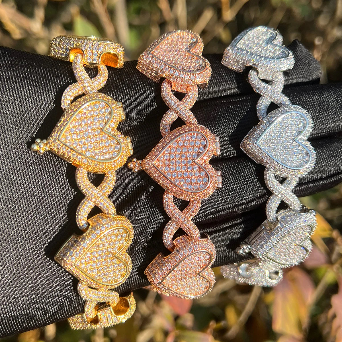 Bling "Heart" Infinity Link Bracelet