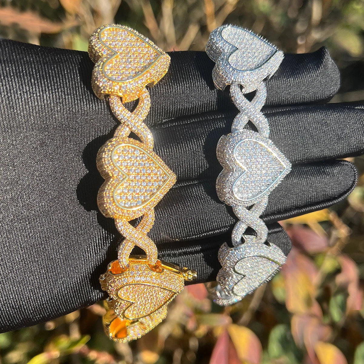 Bling "Heart" Infinity Link Bracelet