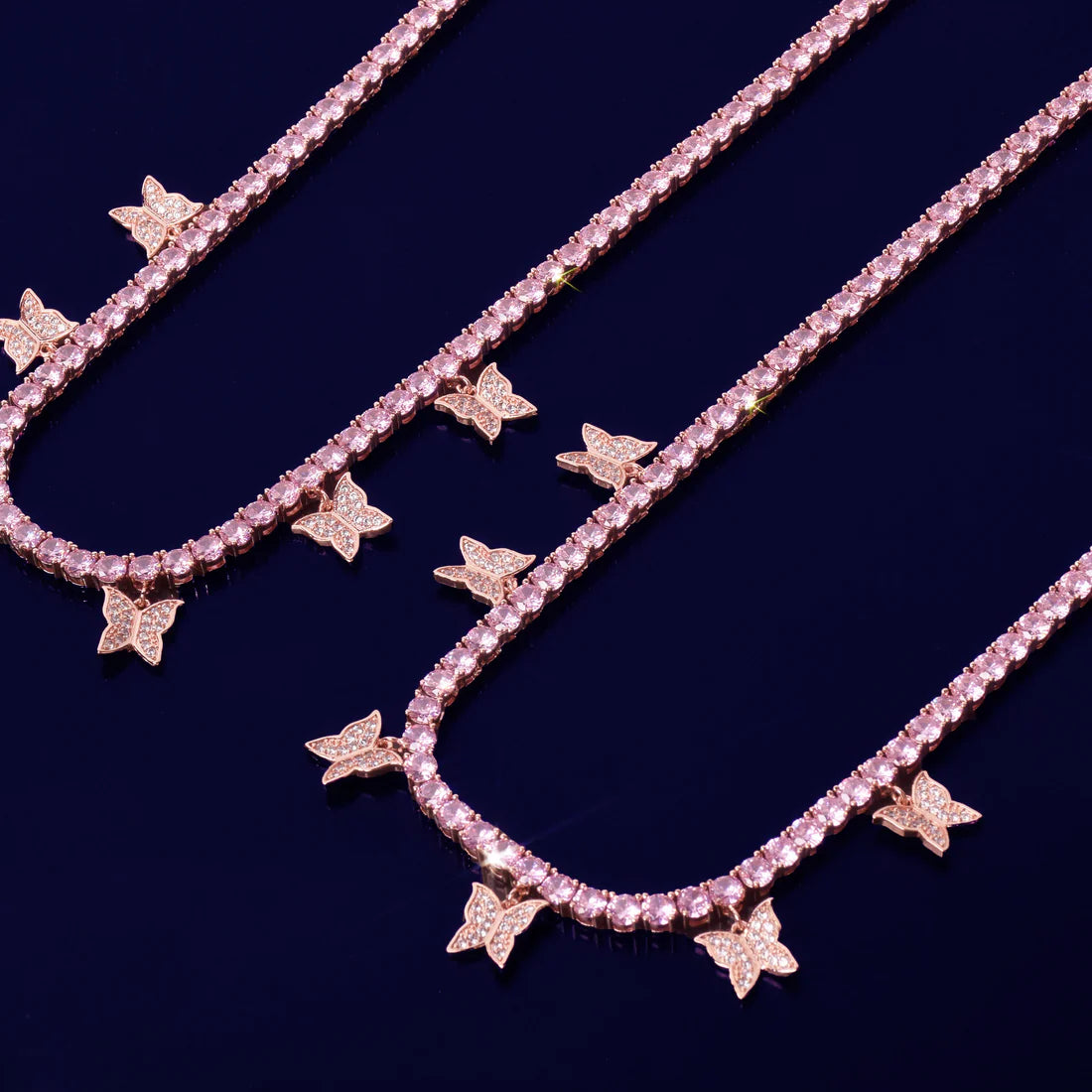 Pink Butterfly Tennis Chain