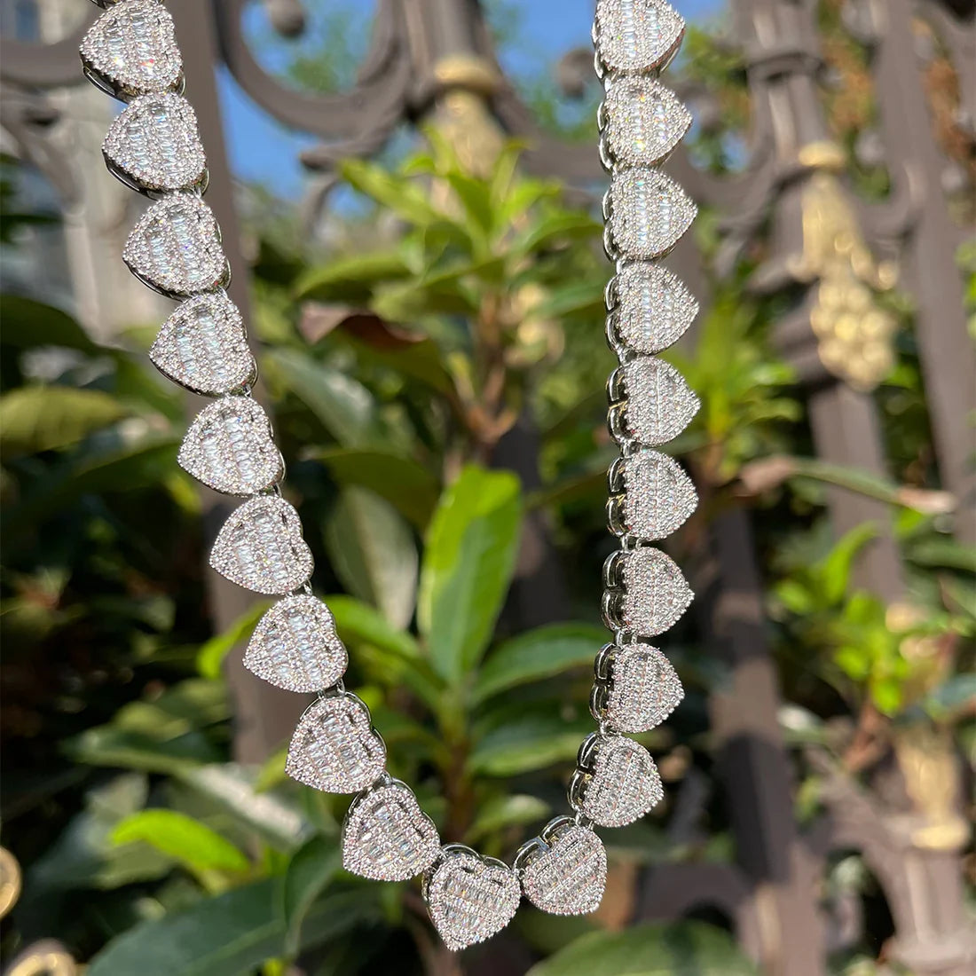 Bling "Heart" Baguettes Chain