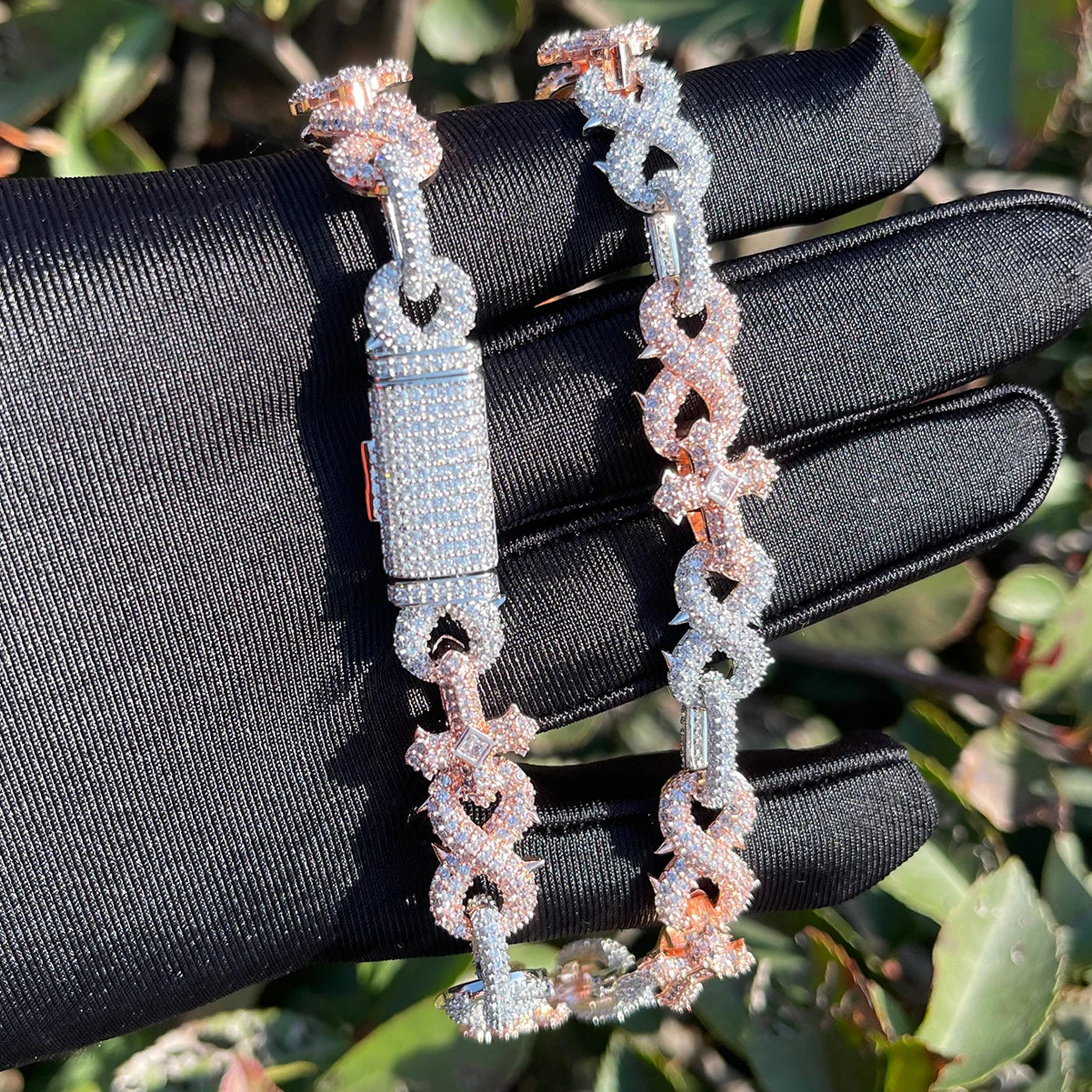 Bling "Barbed" Infinity Cross Chain