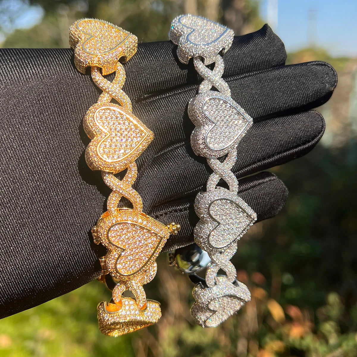 Bling "Heart" Infinity Link Bracelet