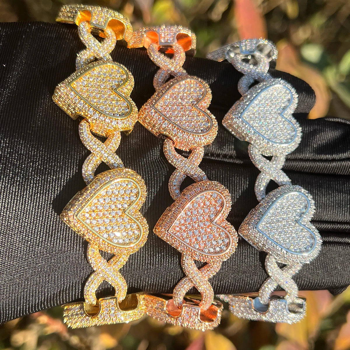 Bling "Heart" Infinity Link Bracelet