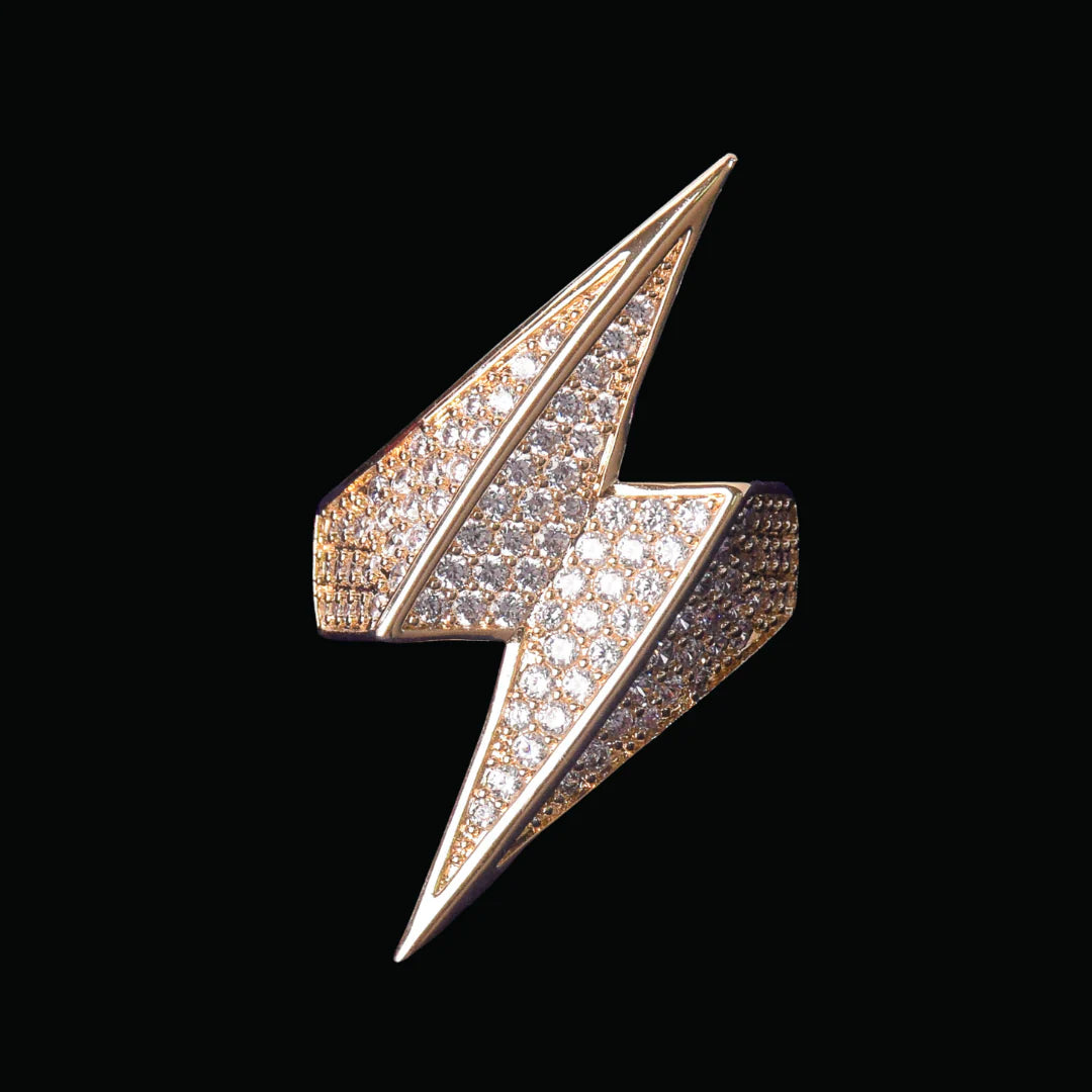 Bling "Lightning" Half Paved Ring