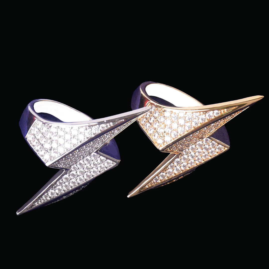 Bling "Lightning" Half Paved Ring