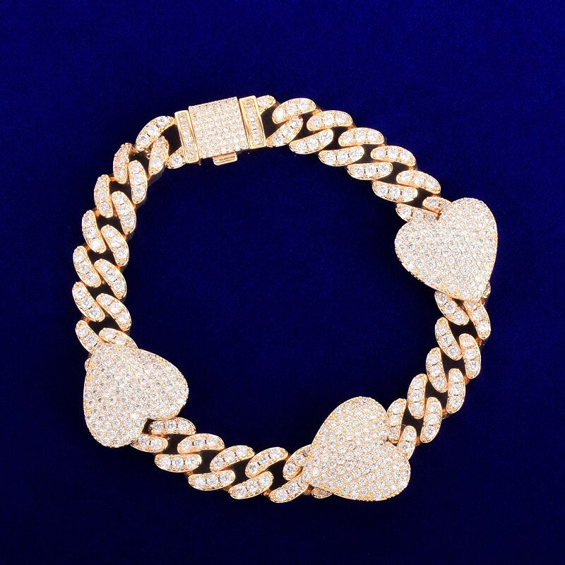 Bling "Heart" Cuban Bracelet 10mm