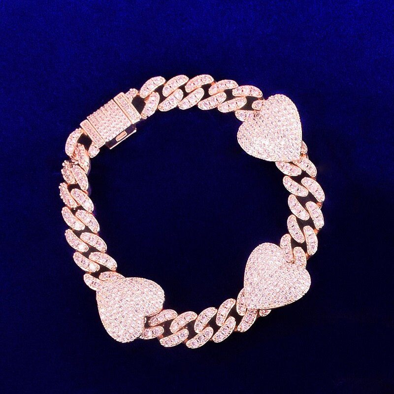 Bling "Heart" Cuban Bracelet 10mm