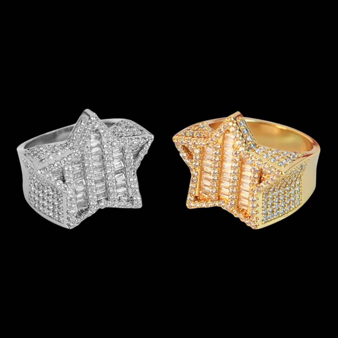 Bling "Star" Half Paved Ring