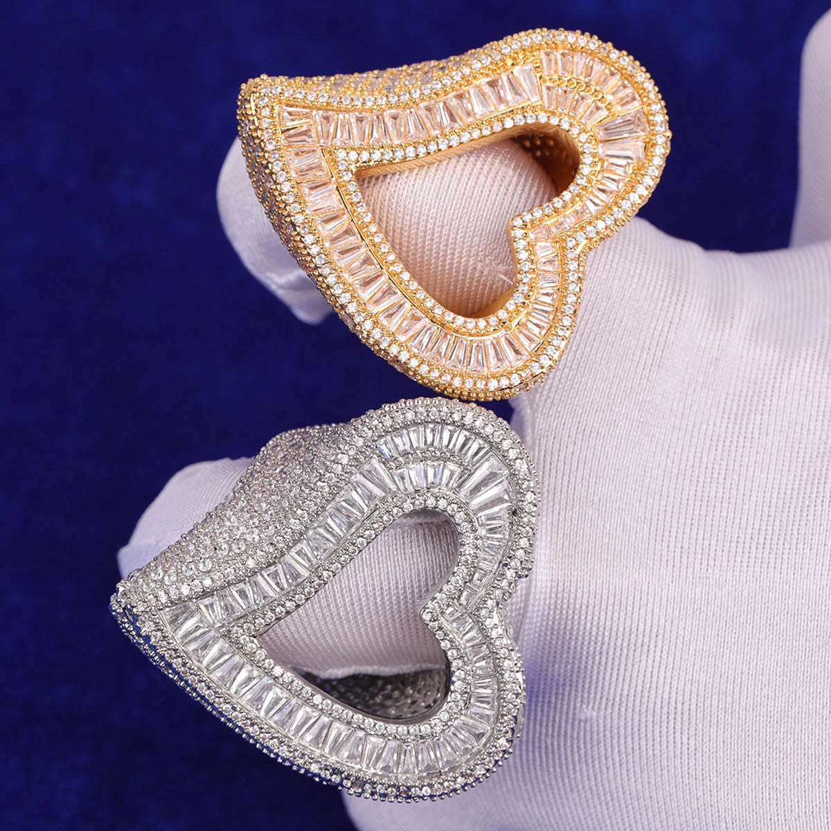 Bling "Open Heart" w/ Baguettes Ring