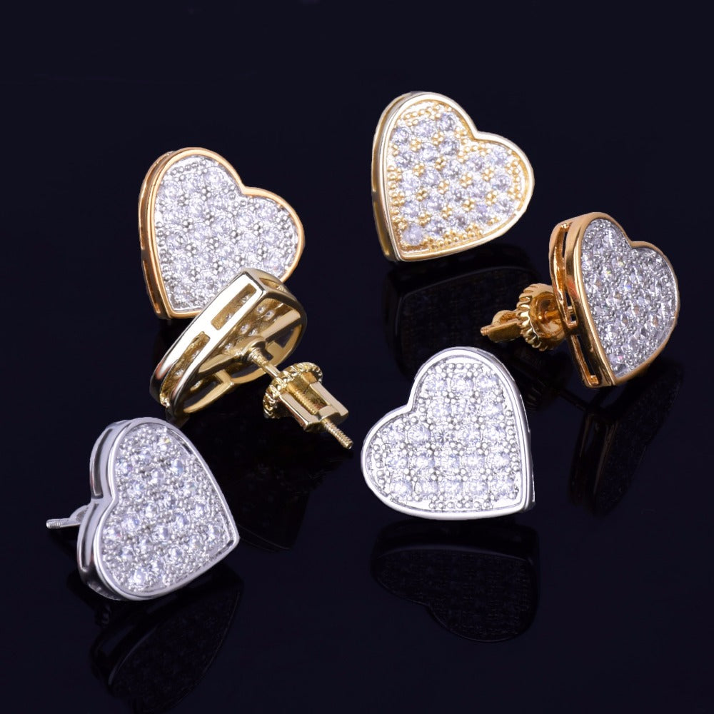 Bling "Heart" Stud Earring 14mm