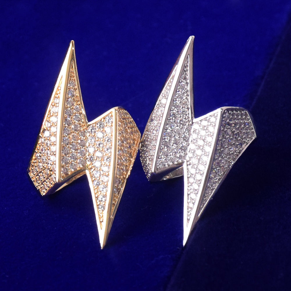 Bling "Lightning" Half Paved Ring