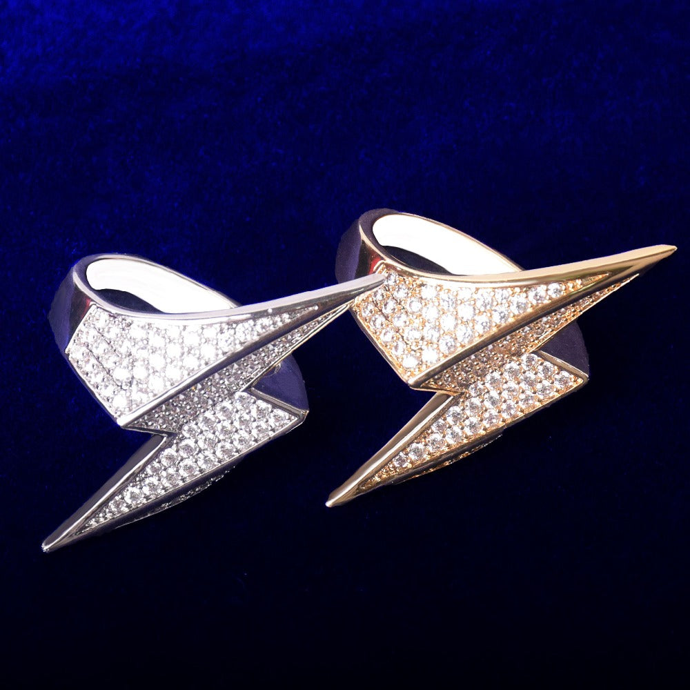 Bling "Lightning" Half Paved Ring