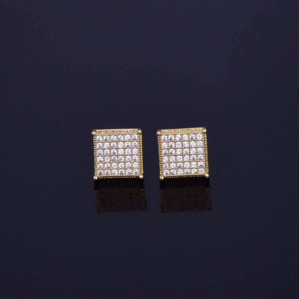 Bling "Square" Stud Earring 12x12mm