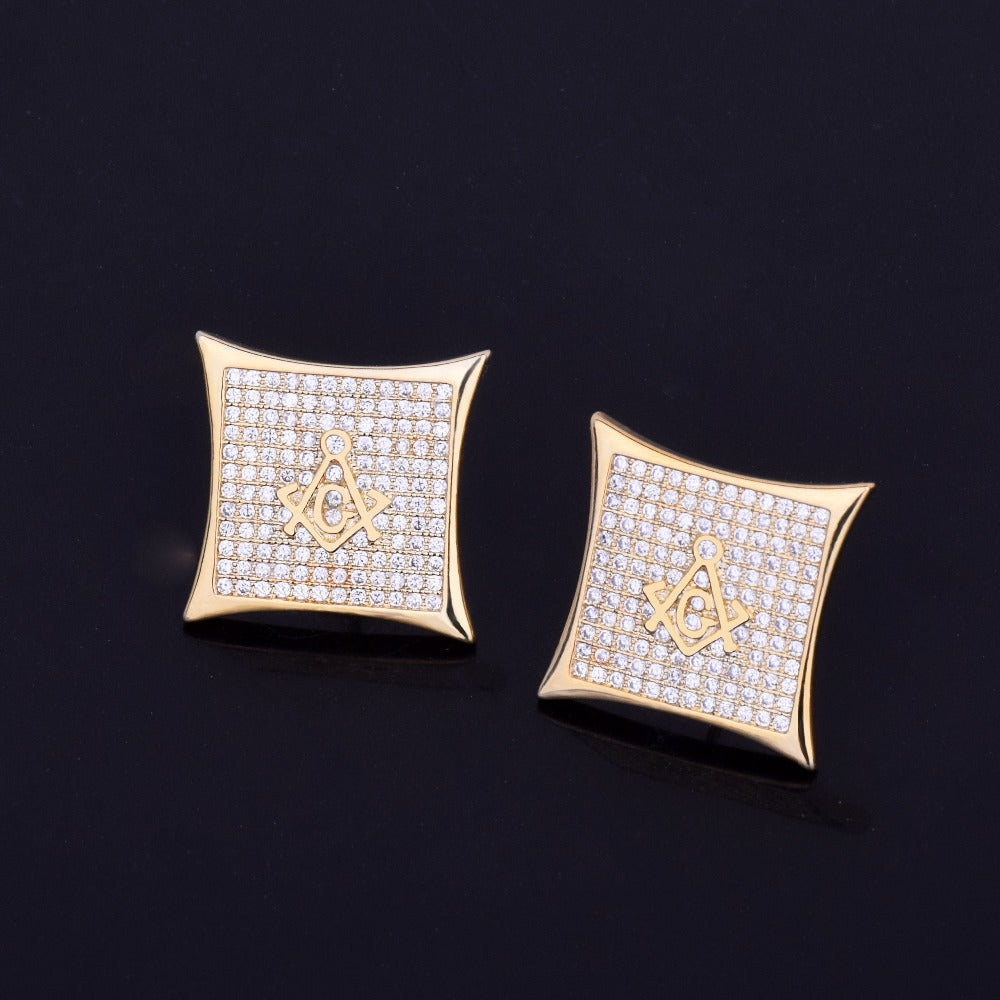 Bling "Secret Society" Square Stud Earring 15mm