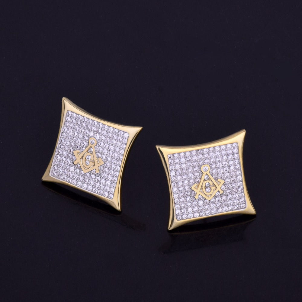 Bling "Secret Society" Square Stud Earring 15mm