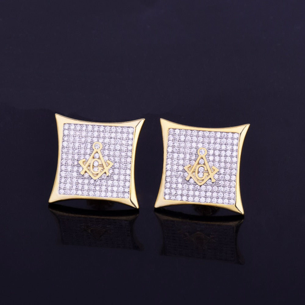 Bling "Secret Society" Square Stud Earring 15mm