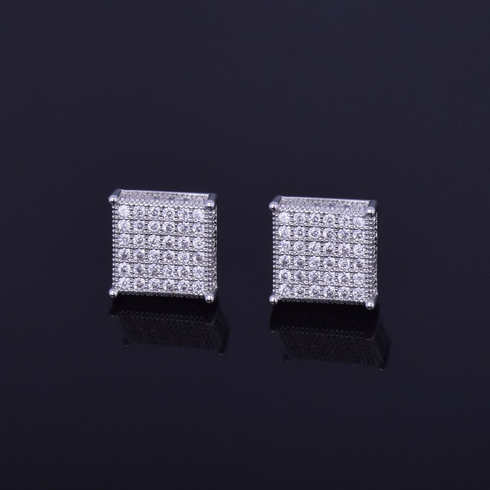 Bling "Square" Stud Earring 12x12mm