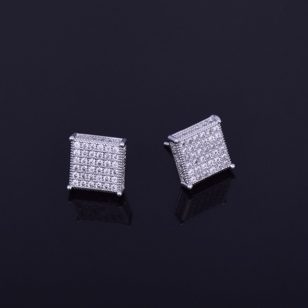Bling "Square" Stud Earring 12x12mm