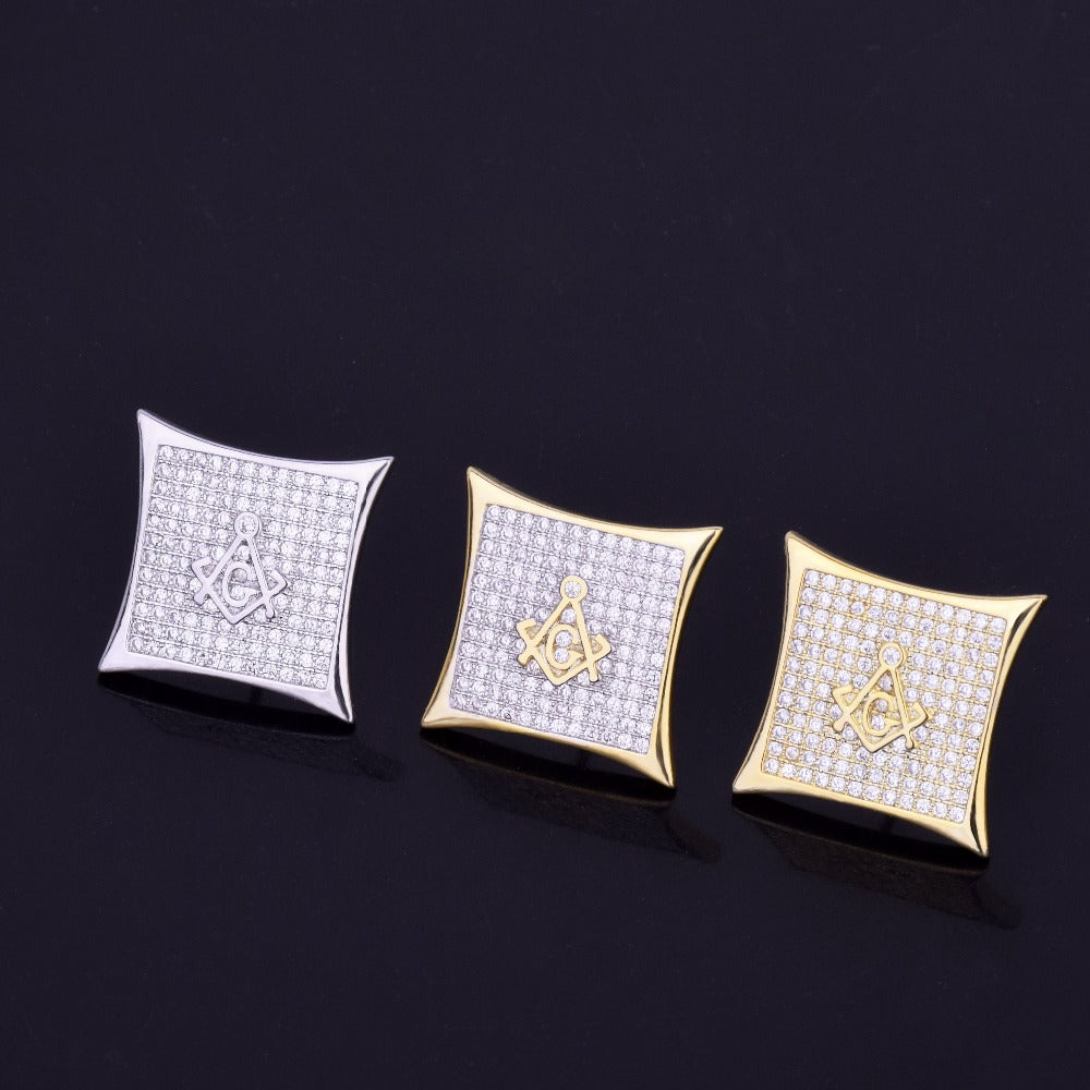 Bling "Secret Society" Square Stud Earring 15mm