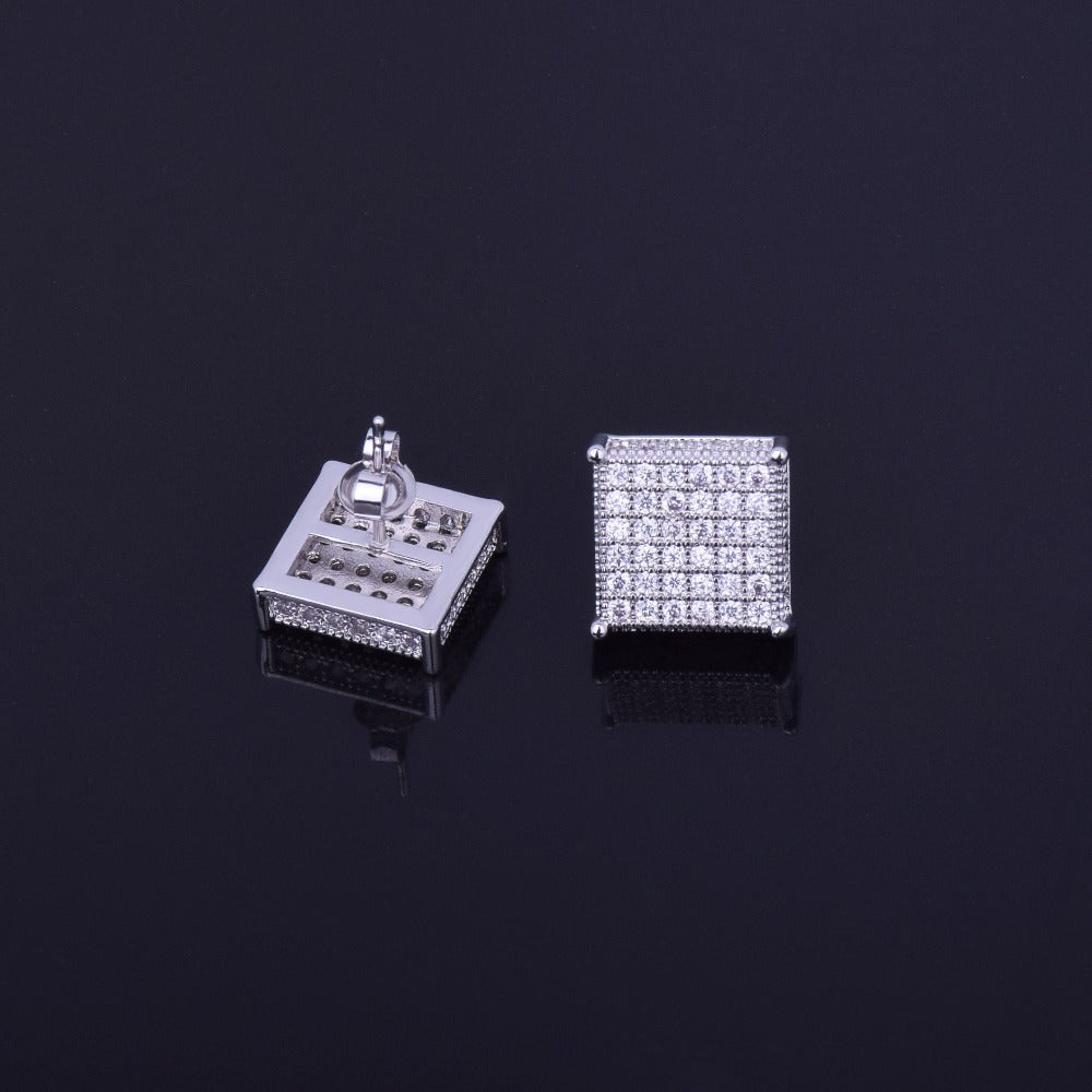 Bling "Square" Stud Earring 12x12mm
