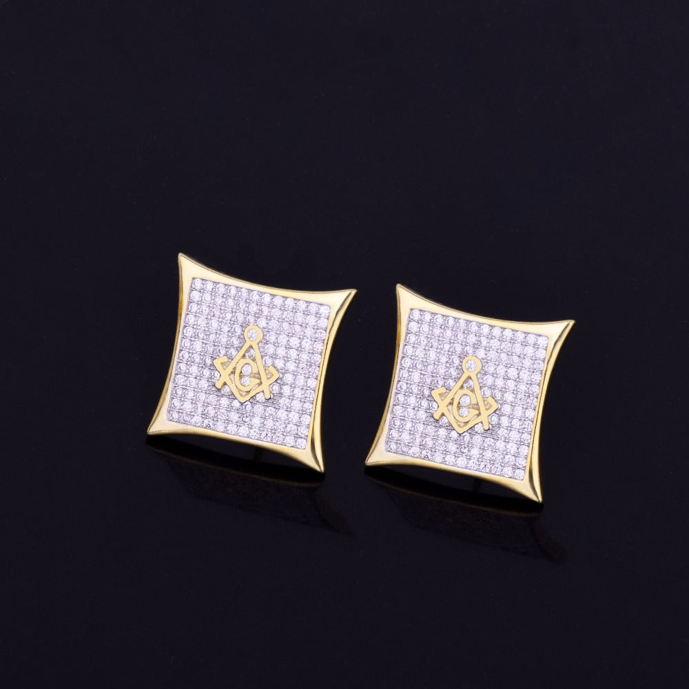Bling "Secret Society" Square Stud Earring 15mm