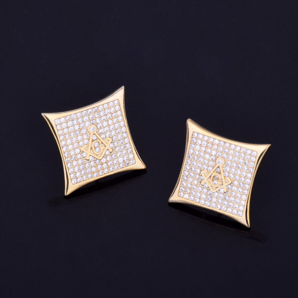 Bling "Secret Society" Square Stud Earring 15mm