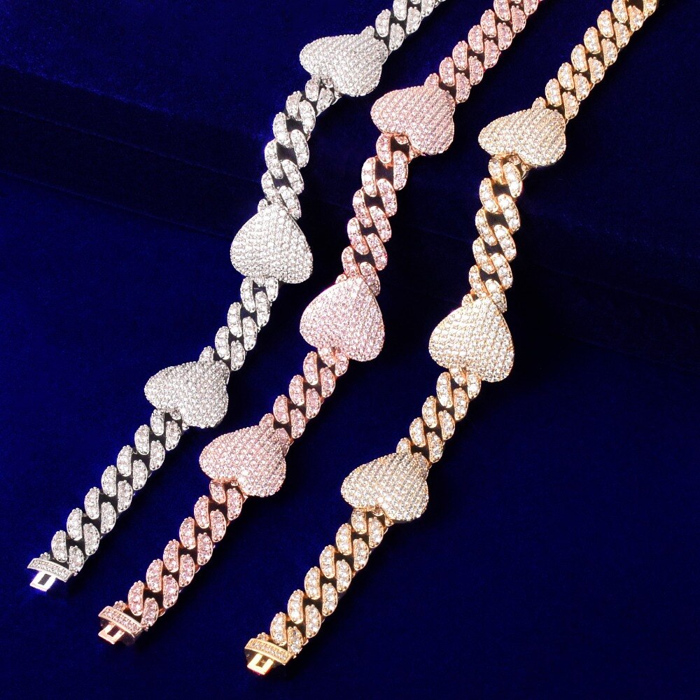 Bling "Heart" Cuban Bracelet 10mm