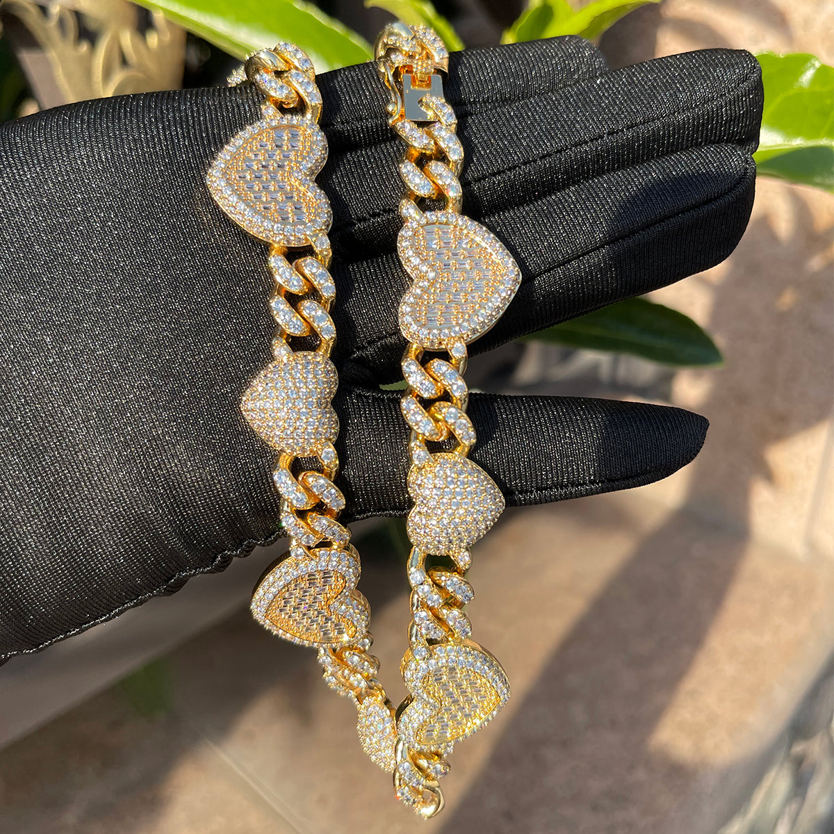 Bling "Heart" Cuban Link Chain