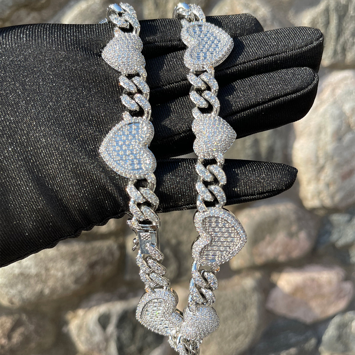 Bling "Heart" Cuban Link Chain