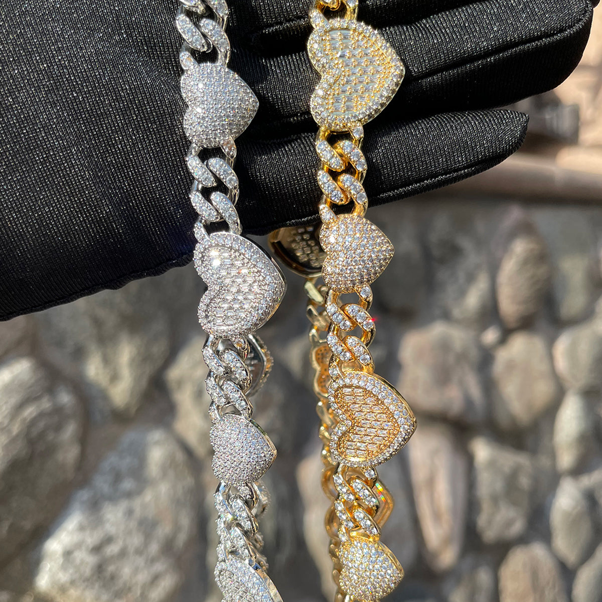 Bling "Heart" Cuban Link Chain
