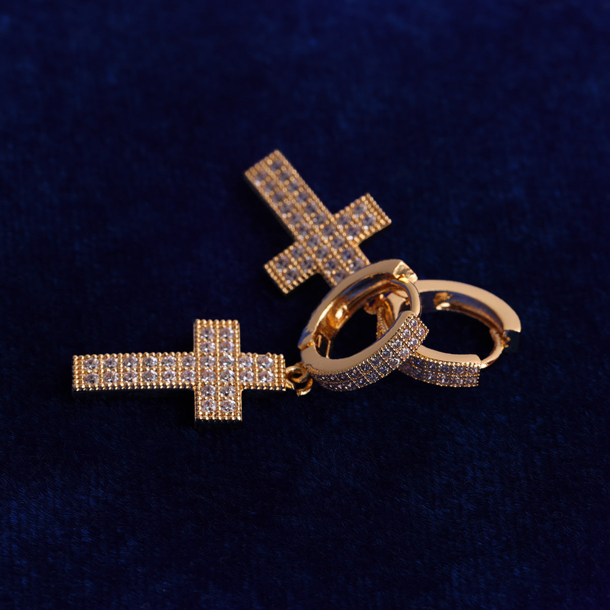 Bling "Cross" Hoop Earring