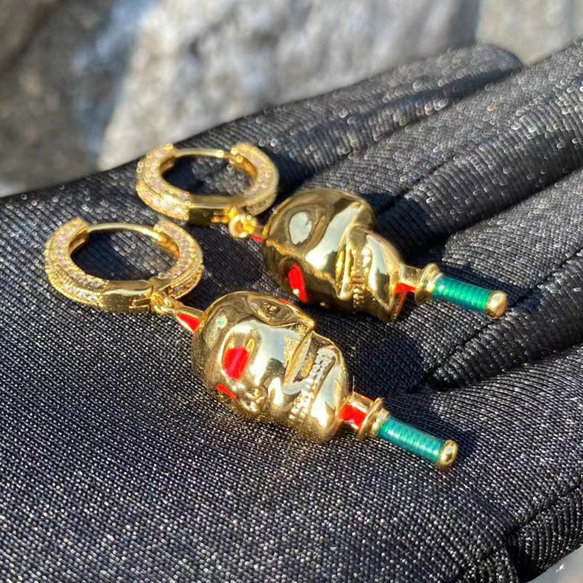 Bling "Skull" Hoop Earring