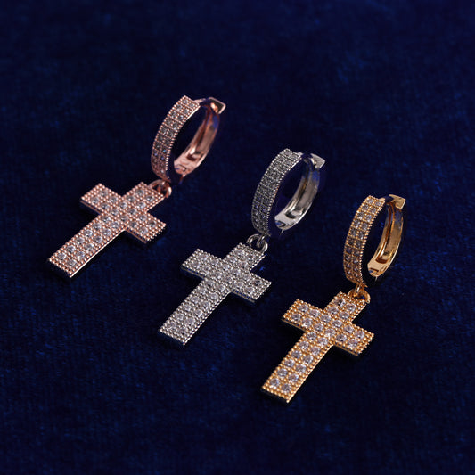 Bling "Cross" Hoop Earring
