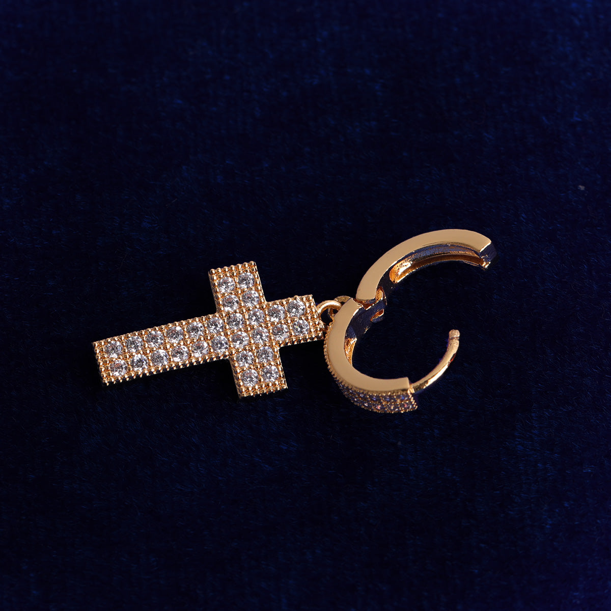 Bling "Cross" Hoop Earring