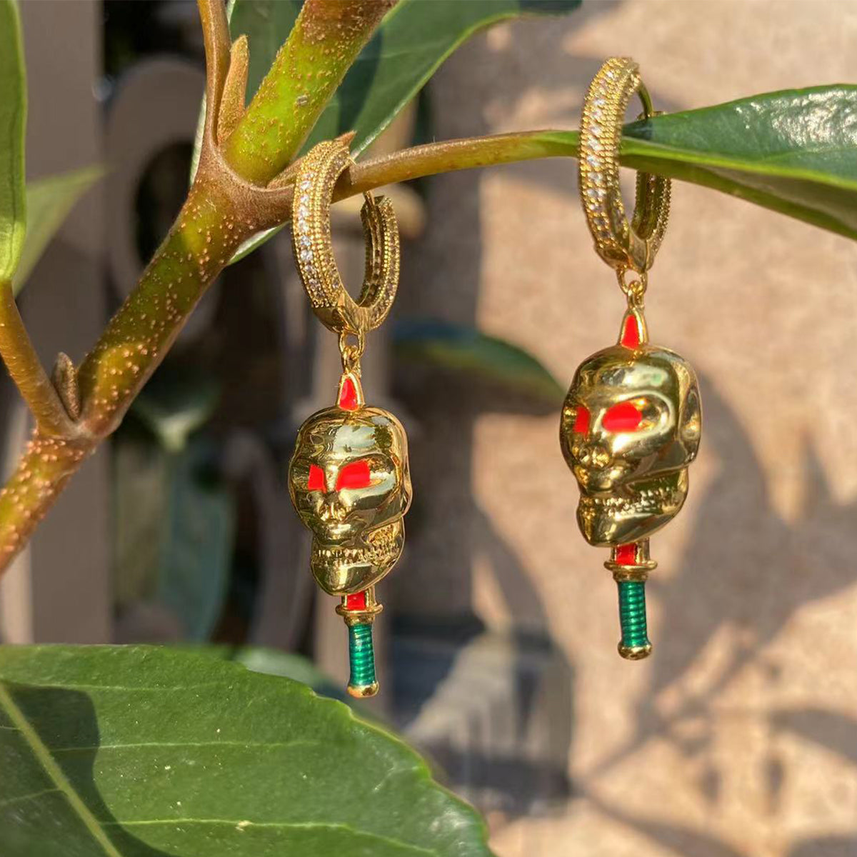 Bling "Skull" Hoop Earring