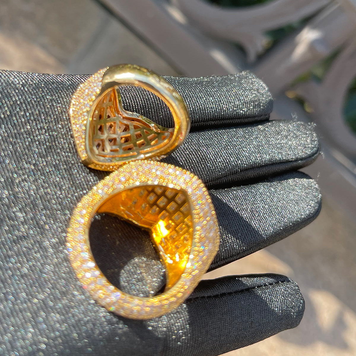 Bling "Heart" w/ Baguette Center & Tennis Sides Ring