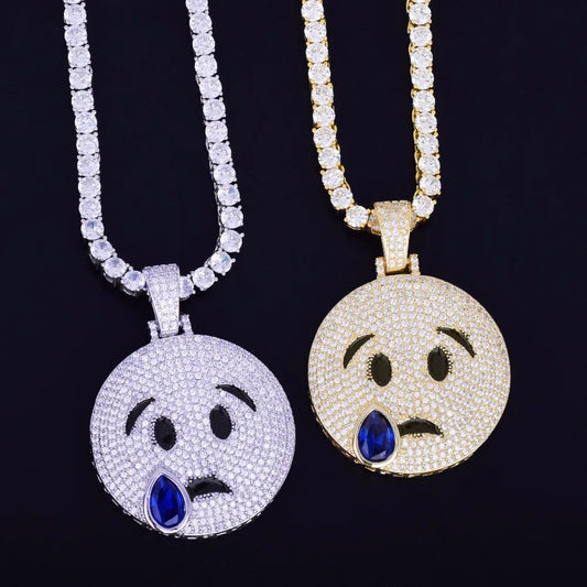 Bling "Crying Emoji" Pendant