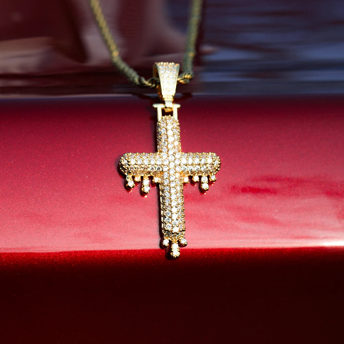 Bling "Drip Cross" Pendant