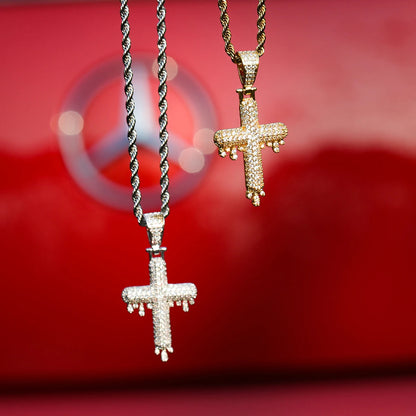 Bling "Drip Cross" Pendant