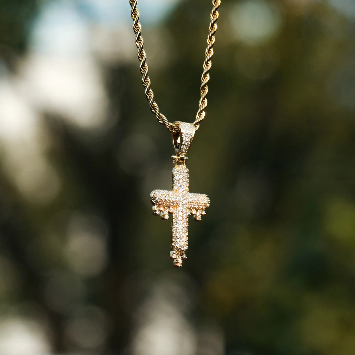 Bling "Drip Cross" Pendant