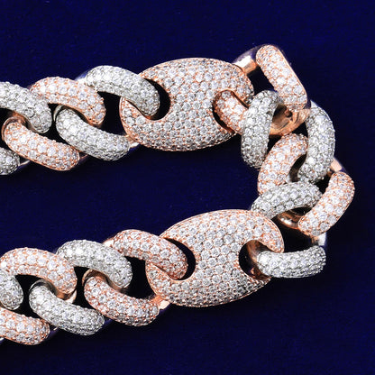 Bling Two Tone "Figaro" Bracelet