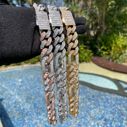 Bling "Figaro" Baguettes Chain