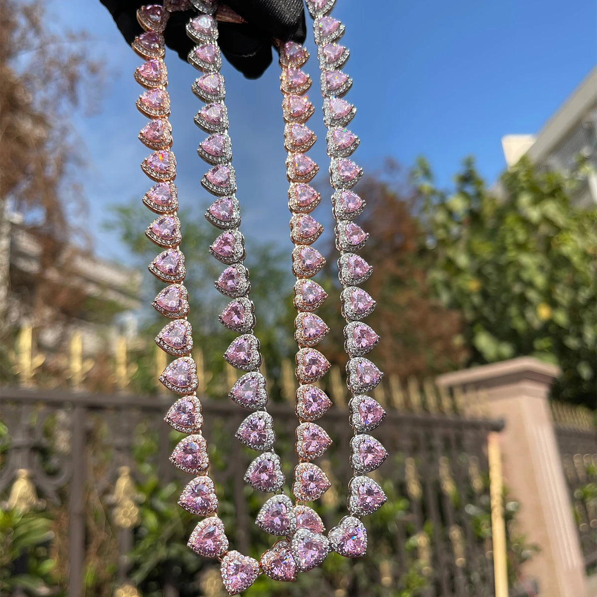 Clustered "Heart" Tennis Chain